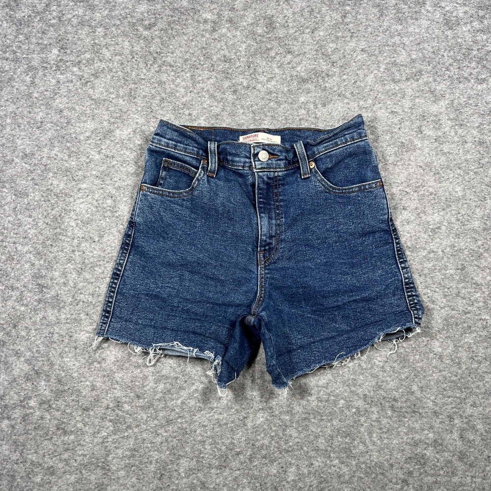 Signature By Levi Strauss & Co Shorts Womens 0 Blue Cut-Off High Rise Denim